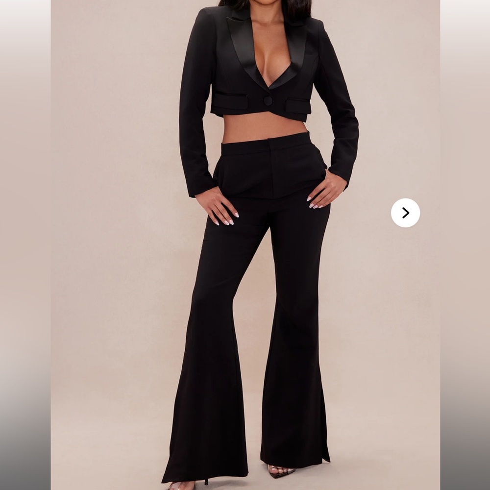 Elegant Black Women's Flared crop Pants set